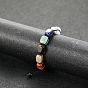 Natural Mixed Gemstone Rectangle Beaded Bead Bracelets, Chakra Theme Adjustable Bracelet