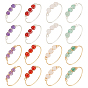 16шт. 8 стили смешанные кольца из драгоценных камней, украшения из медной проволоки для женщин