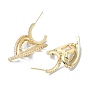 Heart Brass Micro Pave Cubic Zirconia Stud Earrings, Half Hoop Earrings, Long-Lasting Plated