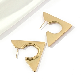 201 Stainless Steel Triangle Stud Earrings, Half Hoop Earrings with 304 Stainless Steel Pins