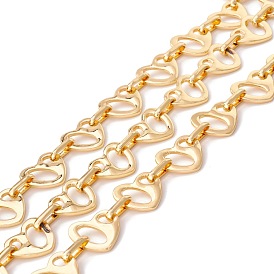Alloy Heart and Oval Link Chains, Long-Lasting Plated, Unwelded, with Spool