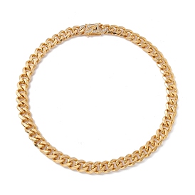 Ion Plating(IP) 304 Stainless Steel Curb Chains Necklace with Rhinestone Clasp for Women