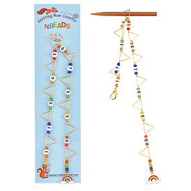 Треугольное кольцо вязание ряда встречных цепочек, подходит для игл до 8мм, Маркер стежка с радужной подвеской из сплава эмали с застежкой-лобстером из цинкового сплава для отслеживания хода выполнения проекта