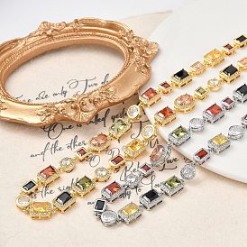 Овальные и прямоугольные ожерелья из латуни с разноцветными кубическими цирконами для женщин