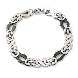 Two Tone 304 Stainless Steel Oval & Infinity Link Chain Bracelet