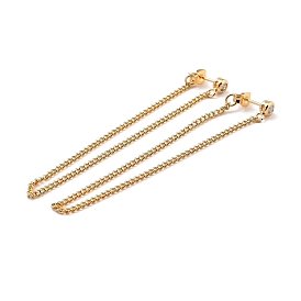 Long Chain Tassel Dangle Stud Earrings for Girl Women, Brass Micro Pave Clear Cubic Zirconia Ear Thread