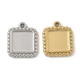 304 Настройки кабошон из нержавеющей стали кулон, квадратный, ионное покрытие (ip)