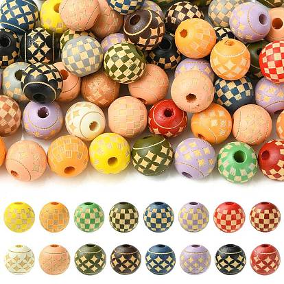 60шт 2 стили деревянные европейские бусины, круглые