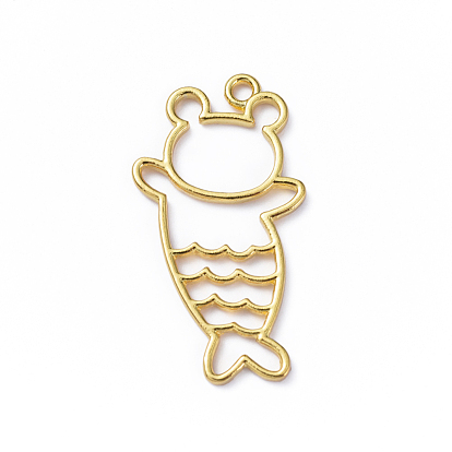 Подвески из цинкового сплава, открытая задняя панель, для diy уф смолы, эпоксидная смола, Прессованные цветочные украшения, кошка русалка