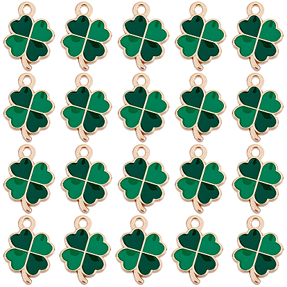 60 шт. Подвески из сплава эмали, золотые, клевер