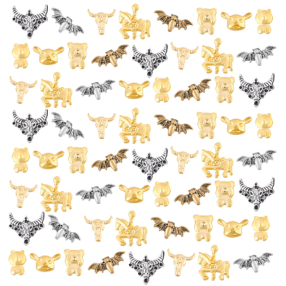 160 Piezas de cabujones de aleación con temática animal, accesorios de la decoración del arte del clavo, relleno de material de resina epoxi de cristal diy, sin plomo y cadmio