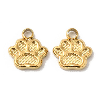 Manual Polishing 304 Stainless Steel Charms, Paw Print Charm