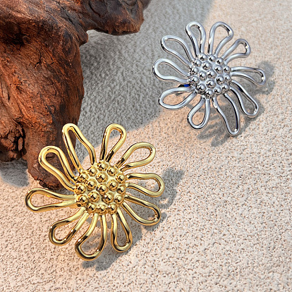 304 из нержавеющей стали Манжета кольца для женщин, цветок, ионное покрытие (ip)