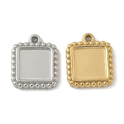 304 Настройки кабошон из нержавеющей стали кулон, квадратный, ионное покрытие (ip)