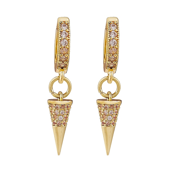 Прозрачные серьги-кольца Huggie с кубическим цирконием и конусом для женщин