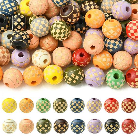 60шт 2 стили деревянные европейские бусины, круглые
