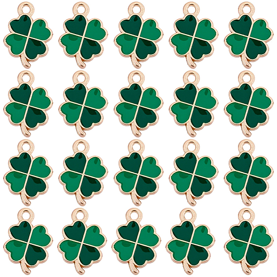 60 шт. Подвески из сплава эмали, золотые, клевер