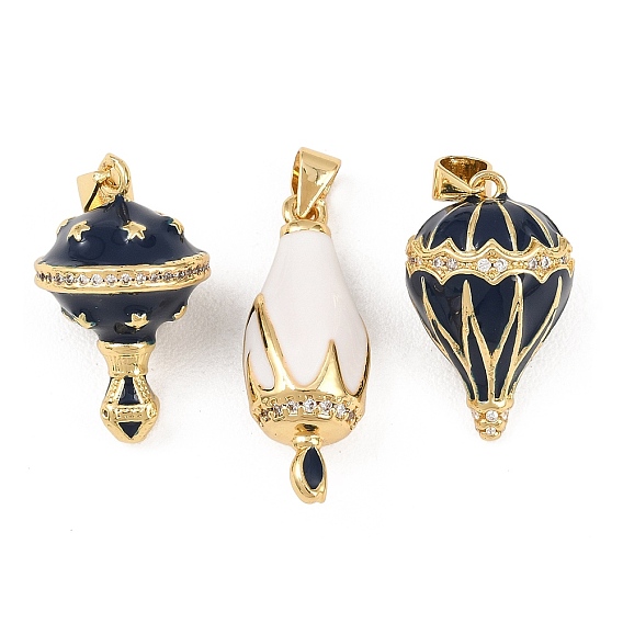 Латунные микропроволочные кубические циркониевые подвески из эмали, подвески на воздушном шаре, стойки покрытие, долговечный, без кадмия и без свинца, реальный 18 k позолоченный