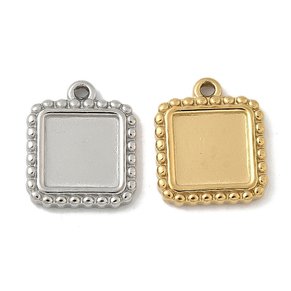 304 Настройки кабошон из нержавеющей стали кулон, квадратный, ионное покрытие (ip)