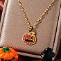 Тыквенная шляпа ведьмы на Хэллоуин 304 кулон из нержавеющей стали с эмалью, ожерелья с цепочкой, креативные праздничные аксессуары, золотые