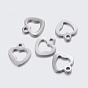 304 Stainless Steel Open Heart Charms, Cut-Out, Hollow