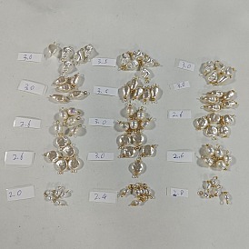 75pcs 15 style abs imitation perle acrylique connecteur breloques, avec les accessoires en fer, formes mixtes