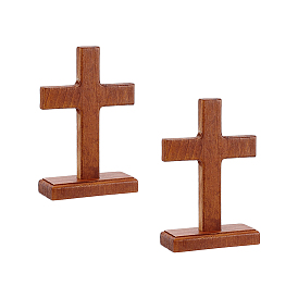 Easter Wood Cross Figurines Ornaments, with Base, Church Home Decoration