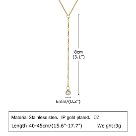 Stainless Steel Cubic Zirconia Pendant Necklaces