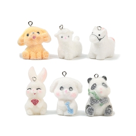 Подвески из непрозрачной смолы с изображением животных, с железной платиной петлей