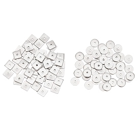 Unicraftale 304 Stainless Steel Spacer Beads, Flat Round & Square
