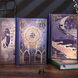 Paper Notebooks, with Color Printing Inner Page, for Diary, Notes and Alumni Book, Rectangle with Magic Castle Pattern