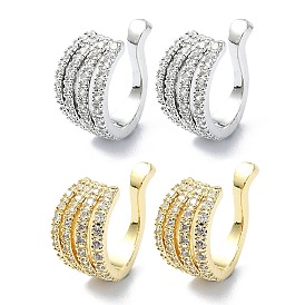 Rack Plating Brass Micro Pave Cubic Zirconia Cuff Earring, Cadmium Free & Lead Free, Long-Lasting Plated