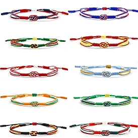 Adjustable Polyester Chinese Knot Braided Bead Bracelets for Women Men