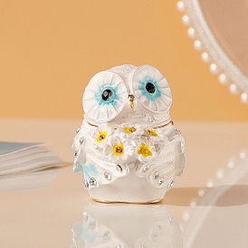 Owl Shape Alloy Jewelry Storage Box, Jewelry Accessories Box Organizer, for Earrings and Rings, Necklace