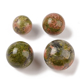 Natural Unakite No Hole Sphere Beads, Round