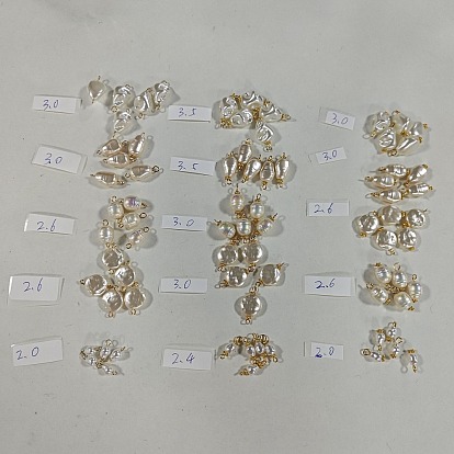 75pcs 15 style abs imitation perle acrylique connecteur breloques, avec les accessoires en fer, formes mixtes