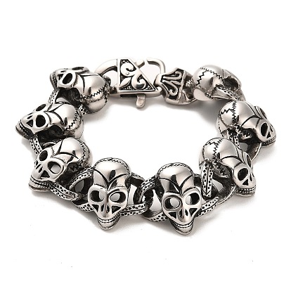 304 Stainless Steel Skull Link Chain Bracelets