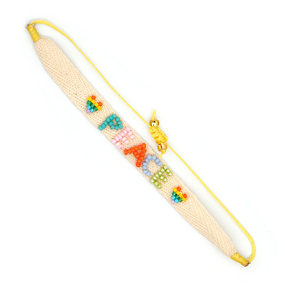 Handmade Ethnic Miyuki Beaded Bracelet Set with Multiple Layers and Alphabet Charms