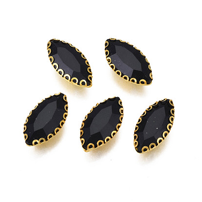 Sew on Rhinestone, Opaque Glass Rhinestones, with Iron Prong Settings, Faceted, Horse Eye
