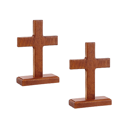 Easter Wood Cross Figurines Ornaments, with Base, Church Home Decoration