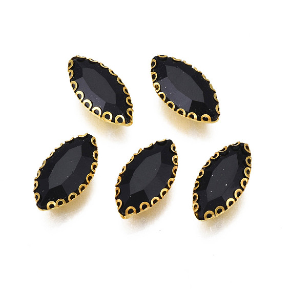 Sew on Rhinestone, Opaque Glass Rhinestones, with Iron Prong Settings, Faceted, Horse Eye
