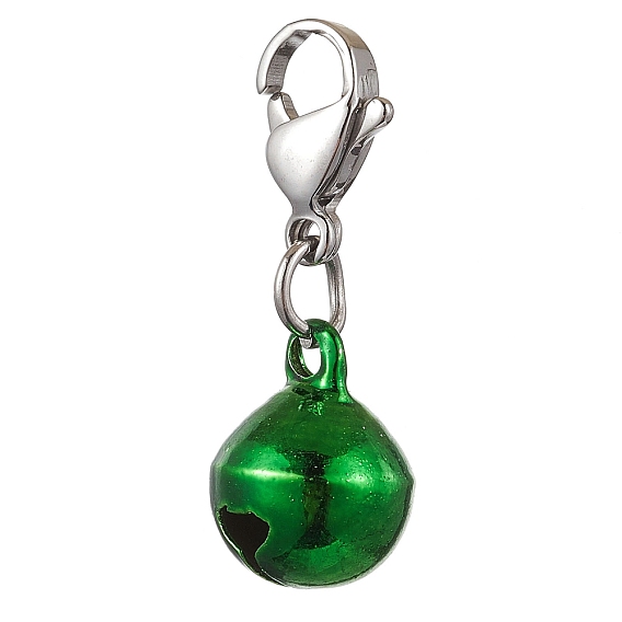 Подвесной колокольчик из латуни, 304 подвески-застежки-лобстеры из нержавеющей стали для украшений сумок