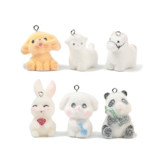 Подвески из непрозрачной смолы с изображением животных, с железной платиной петлей