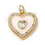 Brass Micro Pave Clear Cubic Zirconia Pendants, Heart Charms