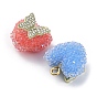 Druzy Resin Pendants, Heart Charms with Rack Plating Golden Tone Brass Pave Crystal Rhinestone Butterfly