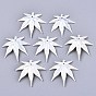 Autumn Theme Natural White Shell Mother of Pearl Shell Pendants, Carved, Maple Leaf