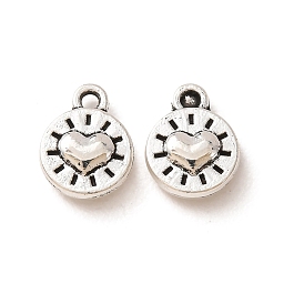 Tibetan Style Alloy Charms, Flat Round & Heart Charms