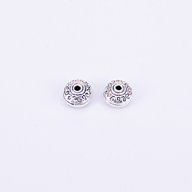 Тибетском стиле сплав Шарики прокладки, плоско-круглые, античное серебро