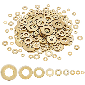 345Pcs 9 Styles Brass Spacer Beads, Flat Round