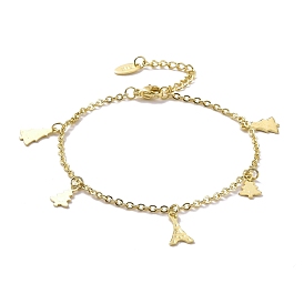201 Stainless Steel Tower & Tree Charms Bracelet with 304 Stainless Steel Chains for Women